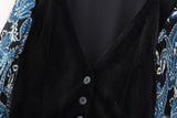 New Velvet Vest Folded With Printed Dress 9377731-Outfit