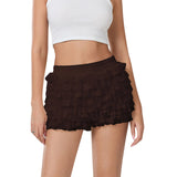 Sexy Beach Hot Pants Lotus Side Wave Solid-Colored Lolita Low-Rise Shorts Skirt
