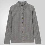 Fongt Men's Casual Collar Knitwear Solid Color Single Buckle Cardigan Sweater