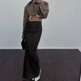 High Split Flower Maxi Skirt-Outfit