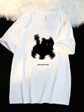 Aesthetic Black Cat Print Oversized T-shirt-Outfit