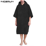 Bathrobes Homewear Hooded Half Sleeve Leisure Towel Robes Comfortable Solid Mens Nightgown Bathrobes Poncho INCERUN S-5XL