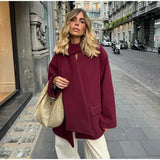 Fongt Women's Explosive Single-Row Buckle Scarf Hair Coat