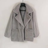 Style 2023 Autumn And Winter Woolen Coat Women's Medium-Long Solid Color Loose Plush Coat Imitation Fur Coat-Outfit