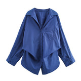 Fongt 2025 New Women's Fashion Simple Bat Sleeve Silk Shirt