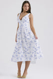 Fongt Summer New Body-Body Sling Dress Fashion Print V-Neck Temperament Dress