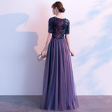Fongt Dress 2025 New Banquet Temperament Long-Term Squins Adult Choir Show Long Dress Tibetan Blue