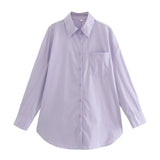 Fongt Women's Clothing 2025 Summer New Loose Cotton Pocket Dress Long-Sleeved Shirt Top B88281