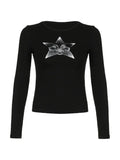 Adorable Star Print Slim Long Sleeve Knit-Outfit