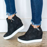 Wedge Sneaker Vulcanize Shoes Fashion Zip Leopard Increase Within Zapatos De Mujer New Fashion for