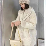 Winter Hooded Parker Female Loose Down Jacket Women 2024 Knitting Patchwork Warm Coat Women Cotton Padded Jacket