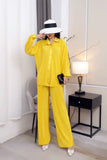 Fongt Suit Female Temperament Loose Long-Sleeved Shirt Two Sets Of Leisure High-Waist Hanging Pendant 100 Rolls