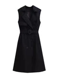 Trench Vests Coats 2 Piece Sets Women Casual Double Breasted Gabardina Sleeveless Jackets Turtleneck Winter Thicken