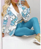 2023 Women's Pant Sets Formal Business Double Breasted Blazers Jacket Pants 2 Piece Set Solid Elegant Ladies Pant Suits