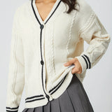 Women's Autumn Winter New Knitting Embroidered Cardigan Temperament Reduces Age Loose Casual Sweater-Outfit