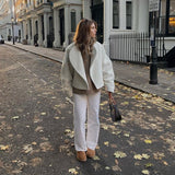 Large Collar Wool Crop Coat-Outfit