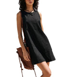Fongt Summer New Women's Cotton Vest Bare Back Solid Mini Dress Multi-Color