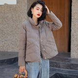 Light Short Down Jacket Female Winter Burst Xiangyun Fashion Short Small White Duck Down Warm Coat-Outfit