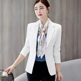 Fongt Spring And Autumn New Professional Joker Suit Long Sleeve Korean Version Temperament Slim Show Thin Suit Jacket Female Short Style-Outfit