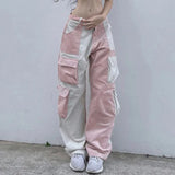 Street Impact Color High-Waisted Corduroy Trousers 2024 Spring And Summer New Multi-Pocket Straight Tube Wide-Leg Tooling-Outfit