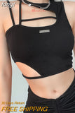 Top Cut Out Tank Top Solid Slim Crop Top Women Basic Corset 90s Tops Sleeveless Baby Tee Summer Streetwear Y2K