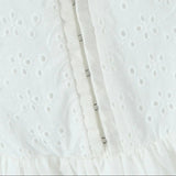 White Embroidery Hook V-neck Mini Dress-Outfit