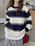 Color Block Striped Knit Sweater-Outfit