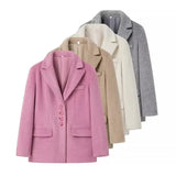 Fongt Women's Clothing Explosion Fashion Loose Long Hair Blazer