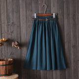 Fongt New College Wind Small Fresh Literary A Word Skirt Versatile Long Skirt Female Send Belt-Outfit