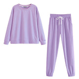 Autumn Solid Tracksuits Women O-neck Long Sleeve Oversize Tops And High Waist Pants Female Casual Two Peices Sweat