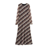 Fongt Women's Clothing Explosion Temperament Fashion Long Lattice Mesh Dress