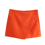 New Korean Version Of High Waist And Long Legs Asymmetrical Candy Colored Skirt Skirt Pants-Outfit