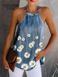 Boho Halter Tank Tops Vest Off Shoulder Beach female Sexy Tees Cami for Summer Tshirt Backless Ladies Halter Tee