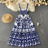 Wind Waist Show Thin Temperament Condole Belt Dress Summer Women's Senior Printing Beautiful A Word Dress-Outfit