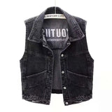 A Large Number Of Summer New Versatile Embroidered Denim Vest Female Short Style Net Red Vest Vest Jacket Jacket-Outfit