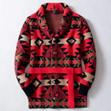 Fongt Men's Vintage Heavy-Industrial Knitted Shirt Autumn And Winter Thick Mid-Long Sweater Jacket