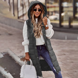 Fongt New Fashion Casual Solid-Colored Hooded In Sleeveless Sleeveless