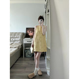 Fongt New Fashion Temperament With Thin Round Collar Sleeveless Vest Dress Women's Top