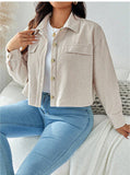 Fongt Large Women's Corduroy Short Casual Coat