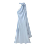 Fongt Explosive Women's Temperament Lightly Exposed Back Ribbon Hanging Neck Dress