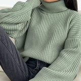 Women Ribbed Sweater Loose Turtleneck Casual Fashion Female Pullover 2022 Autumn Winter Long Sleeve Lady
