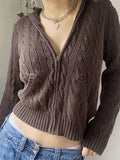 Hooded Cable Knit Cardigan-Outfit