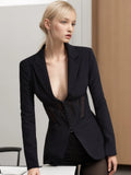 Advanced V-Neck Small Suit 2025 Summer New Temperament Design Girded Waist Splicing Coat