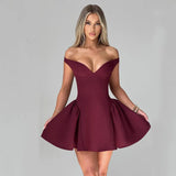 Fongt Women's Fall 2024 New Sexy V Neck Low Cut Hot Girl Show Back Solid Color Slim Dress