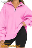 Loose Hoodies Women 2023 Winter Autumn Zip Long Sleeve Oversized Pullover Tops Solid Hoodie Korean Fashion Y2K