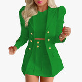 Fongt Spring And Autumn Women's New Fashion Suit Temperament Lattice Casual Skirt Suit Two Sets