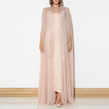 French Temperament Famous Wind 2025 Summer New Cape 镶钻钻 High-End Fashion Mesh Splicing Dress Dress