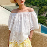 Fongt Three-Dimensional Embroidery French Top Women's European Women's Small Dress Design Small Top Woman Summer
