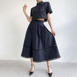 Fongt Beautiful Suit Woman 2025 New Short Shirt High-Waisted Lace Embroidered Skirt Two Sets Of Autumn And Winter