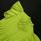 Fongt Fashion Elegant Windy Green A-Fel Dress Party Banquet High Waist 100-Folded Dress Formal Dress